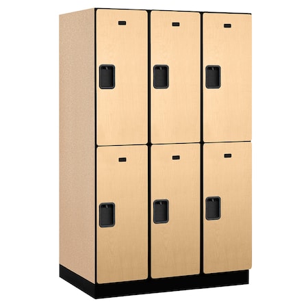 Salsbury Industries Wardrobe Locker, 45" W, 24" D, 76" H, (3) Wide, (6) Openings, Maple 22364MAP